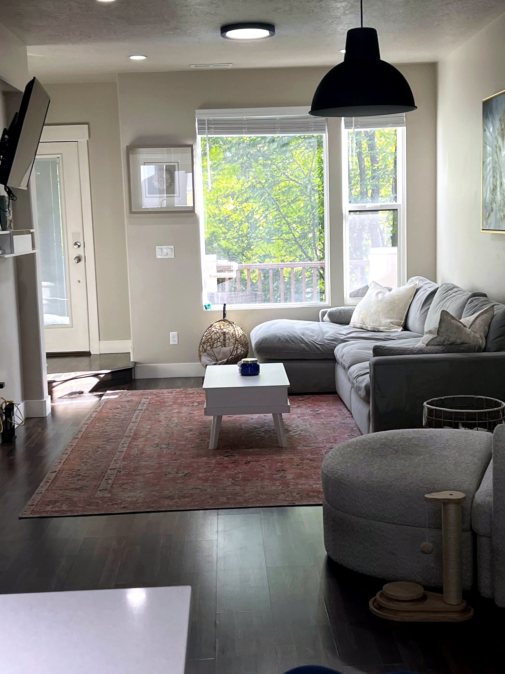 Canyons Village living room cleaned for vacation rental turnover