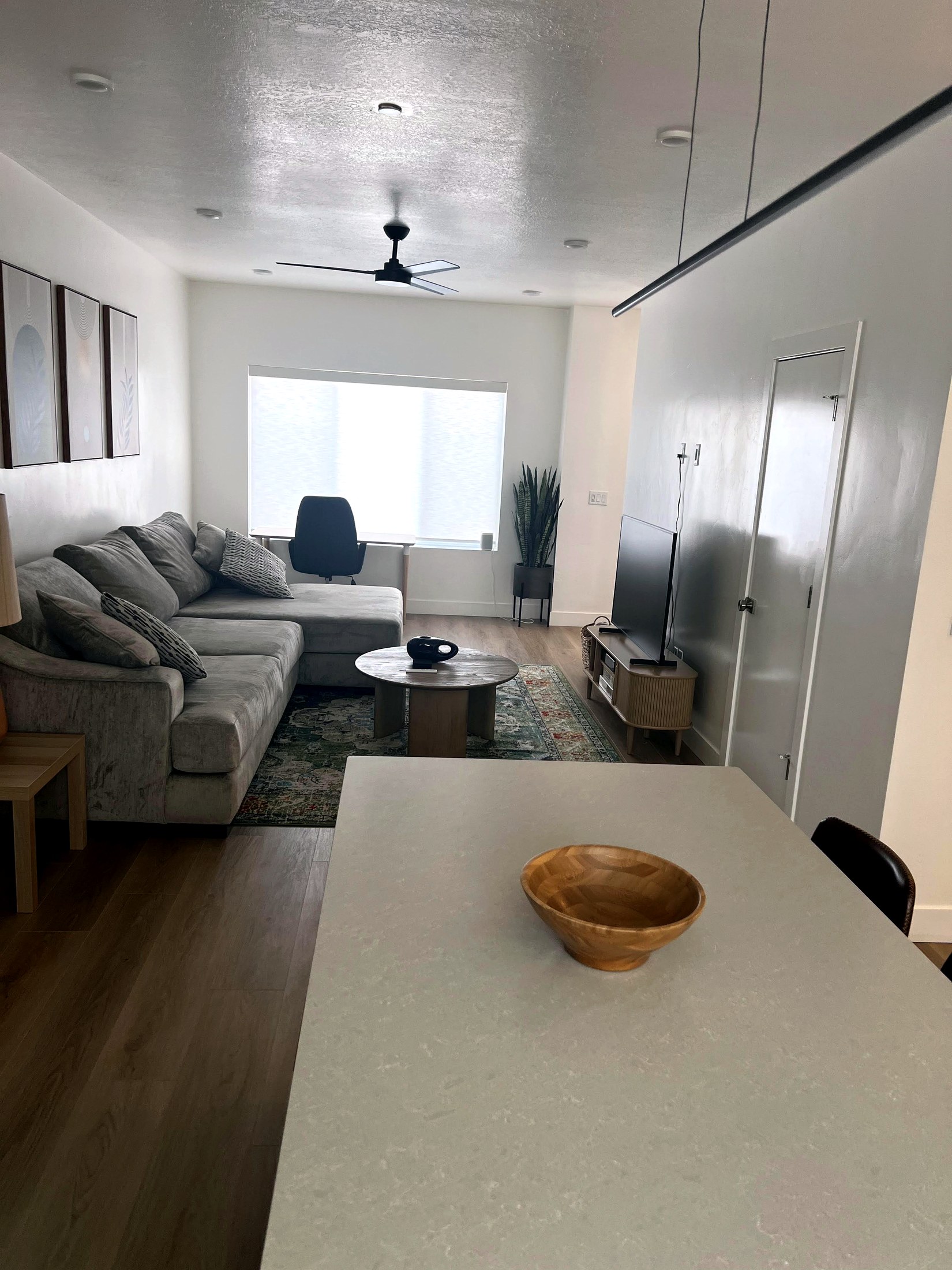 Family room cleaned for a Foothill Estates area home